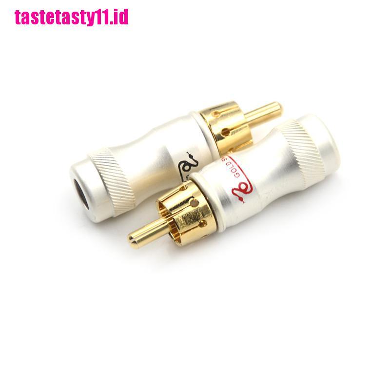 【TTID】4pcs Goldplated RCA Male Plug HIFI Audio Cable Audio Video Connector Adap