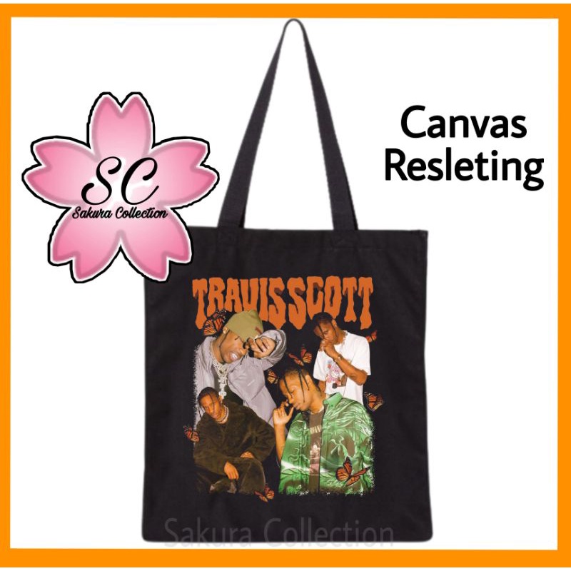 Tote bag tas Band Travis Scott Jack Cactus totebag resleting / canvas / tas jinjing hitam polos / tas ngaji / tas sekolah/ tas kuliah / tas laptop / tas main / tas belanja untuk anak dewasa