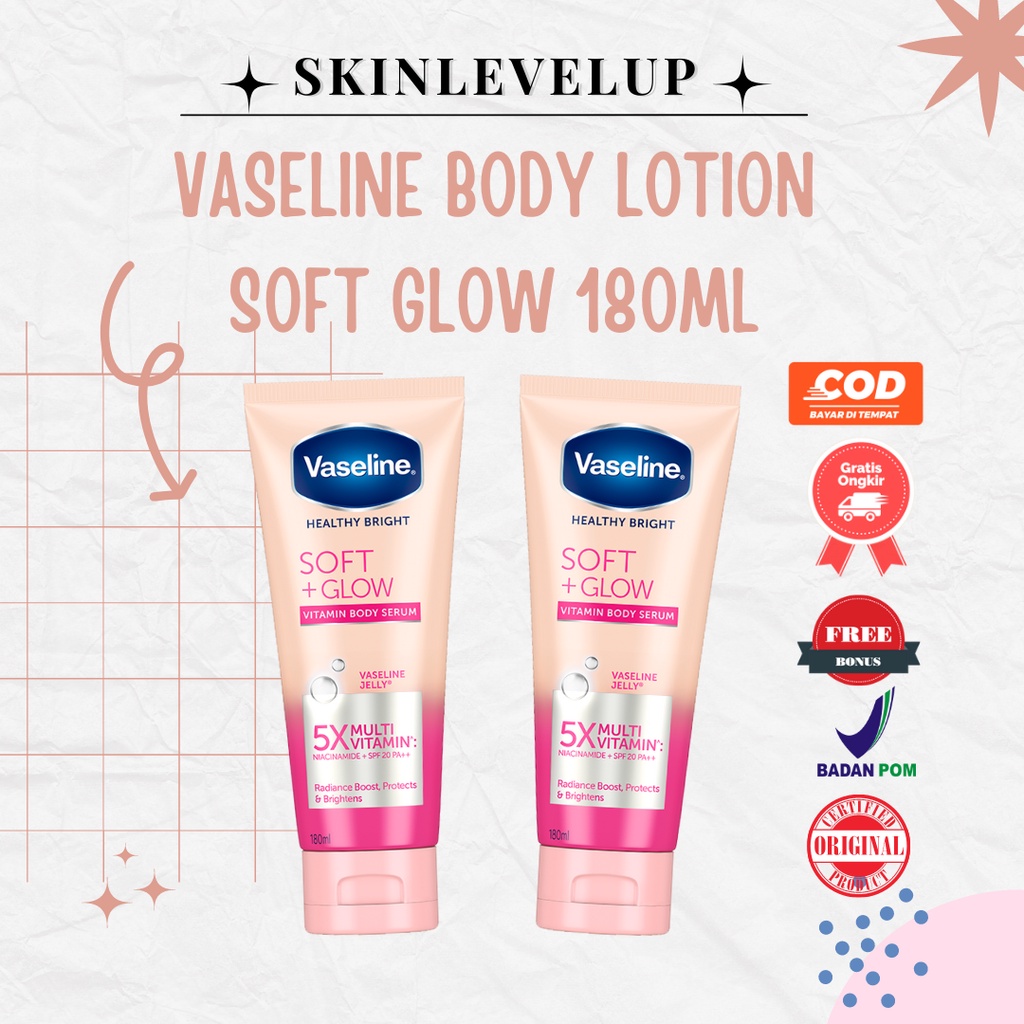 Vaseline Body Lotion Soft Glow 180 Ml Hand Body Vaselin Serum Kulit Serum Badan