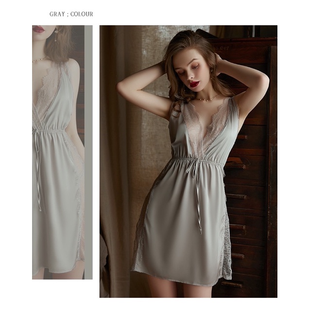 Sexy Lingerie / Lingerie Sexy Baju tidur seksi wanita / Sleepwear wanita 003-Grey