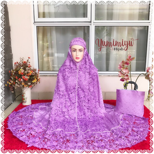 RA1075 Shofiah mukena warna prada sutra paris renda KD full || mukena mewah sutra prada warna