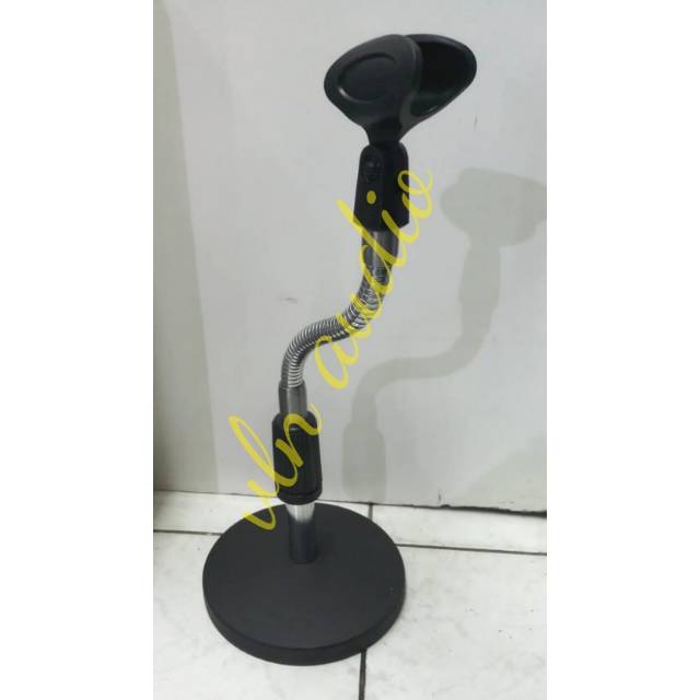 Stand mic meja kaki bulat