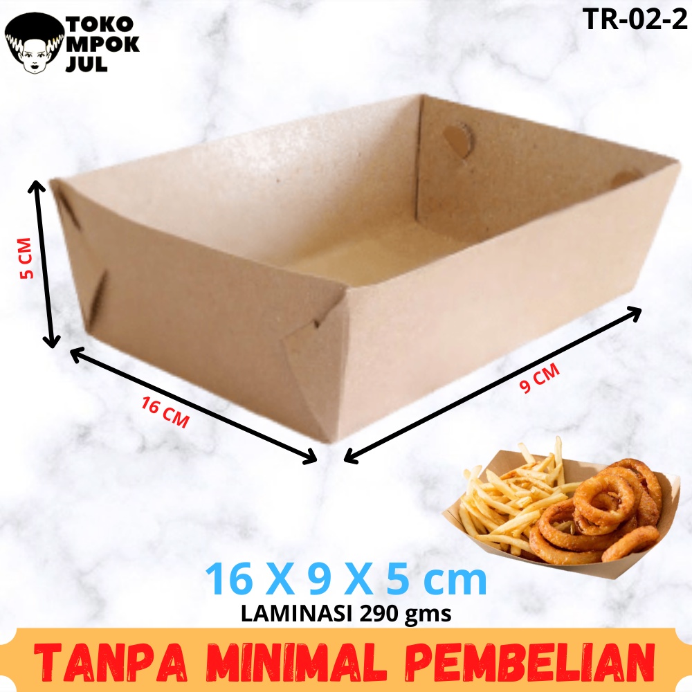 

TANPA MINIMUM - Kardus Box Kotak Food Tray Onion Ring Kentang Nugget Mie Nasi Goreng Spageti 16x9x5 cm