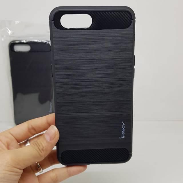 IPaky Carbon Oppo A3S 6.2 inchi Soft Case Oppo A3S Slim Fit Carbon ANTI MELAR TIDAK MENGUNING