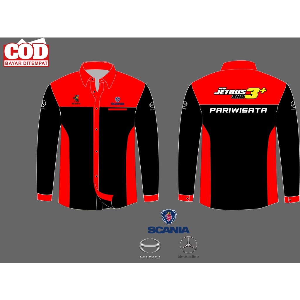 KEMEJA JETBUS PARIWISATA LENGAN PANJANG FULL BORDIR PREMIUM