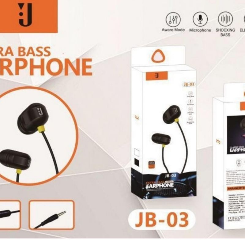 Handsfree Headset Earphone JB-03 + Mic Extra Bass - J