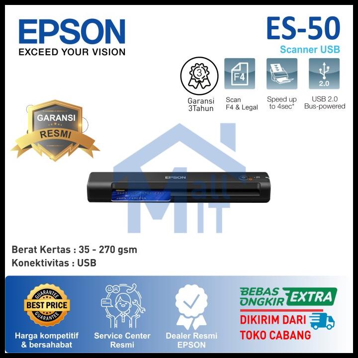 Scanner Epson Es-50 Epson Es50 Epson Es 50 Legal F4 Adf A4 Portable