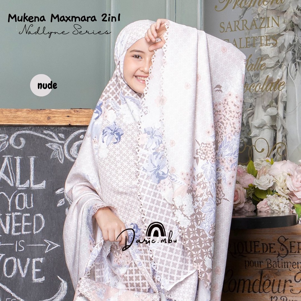 Mukena Couple Ibu dan Anak Maxmara Luxury 2in1 Printing Premiun Laser Cut Mewah Tas Sajadah