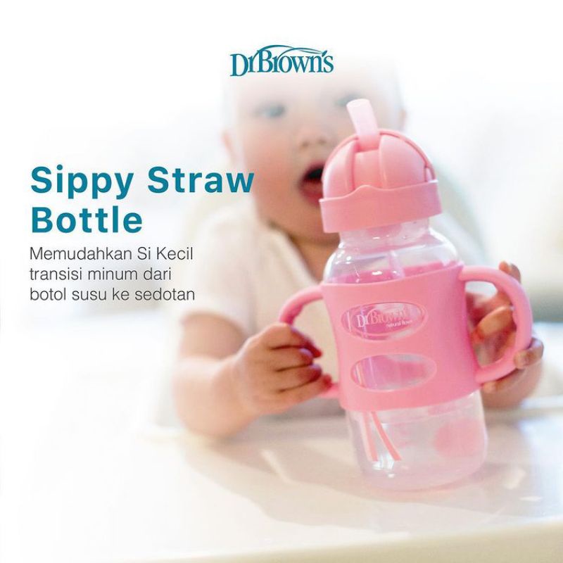 Dr. Brown's 270ml &amp; 250ml PP Wideneck Sippy Straw Bottle With Sillicone  Handles