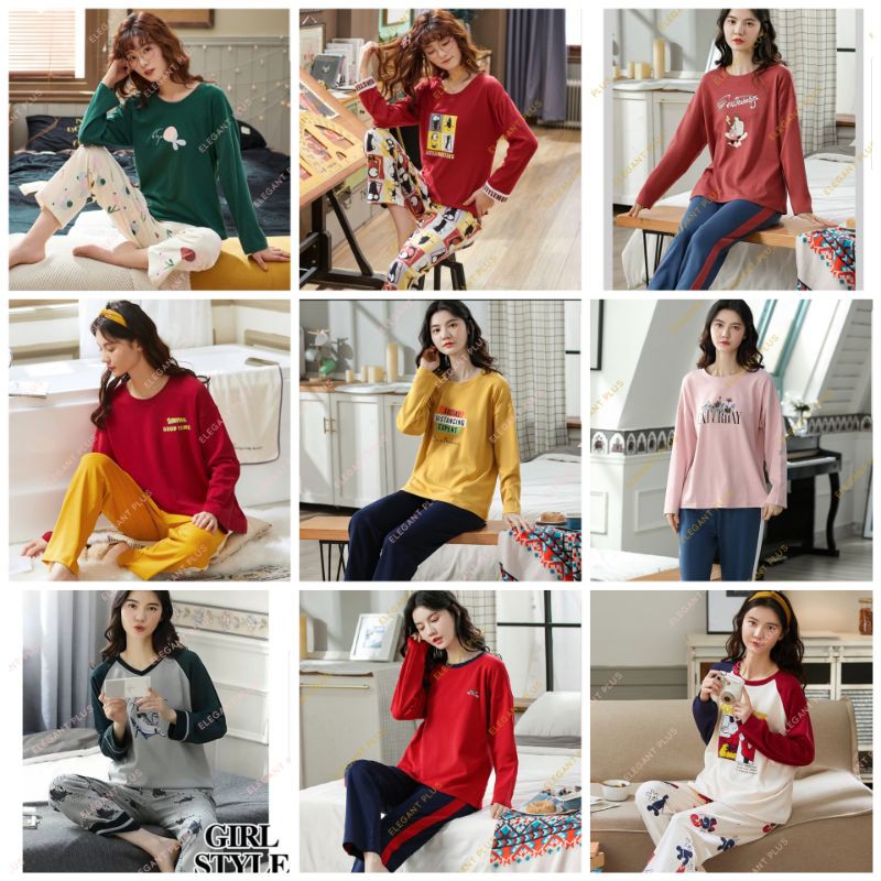 PIYAMA WANITA LENGAN PANJANG IMPORT PIYAMA CEWEK PP MOTIF KOREAN STYLE 2