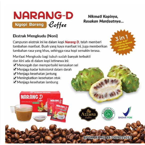 

KOPI NARANG - D untuk Kesehatan Otak, Lambung, dan Jantung