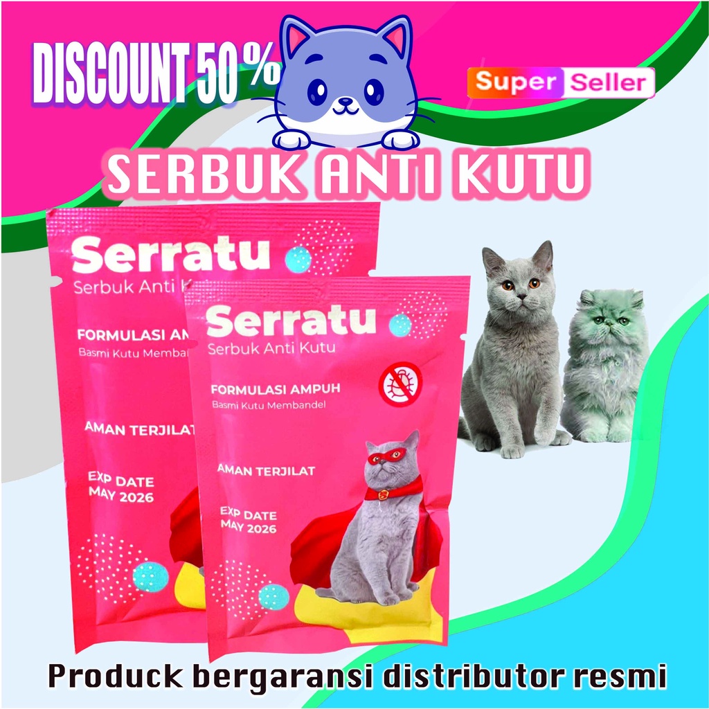 SERATU-SERBUK ANTI KUTU-OBAT KUTU KUCING-PENGHILANG KUTU-BASMI KUTU MEMBANDEL