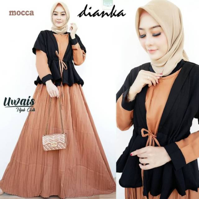 Dianka Dress Mocca Wanita Muslim/Dress Pesta