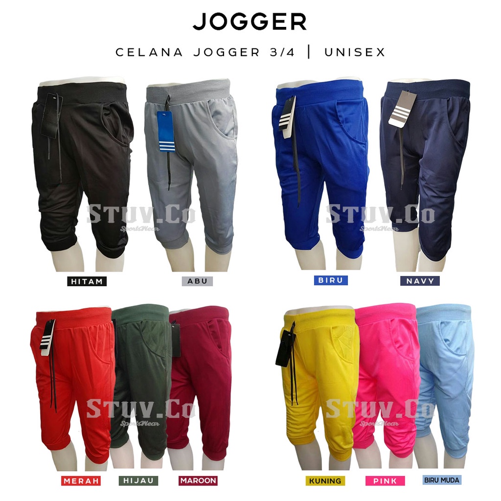 CELANA JOGGER PENDEK 3/4 PRIA WANITA JOGGER PANTS OLAHRAGA GYM FITNESS