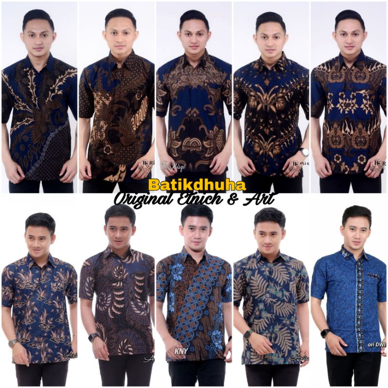 HEM BATIK PRIA WARNA BIRU NAVY / BATIK LENGAN PENDEK WARNA NAVY BIRU BATIK ABG