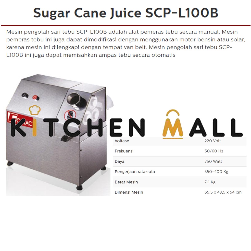 FOMAC SCP-L100B Mesin Pemeras Tebu - Mesin Penggiling Tebu Manual
