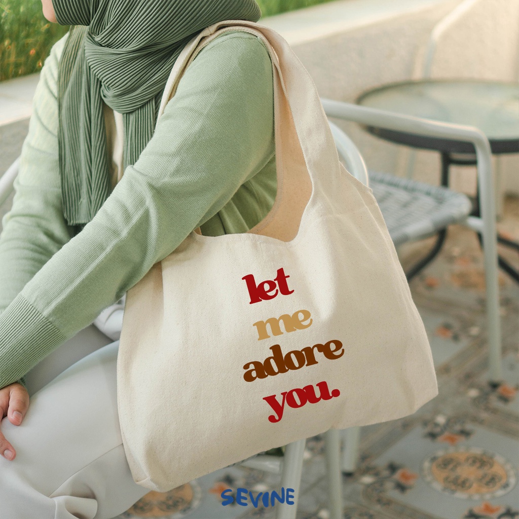 Sevine Tote Bag Kanvas Bonnie Tas Wanita Kuliah Fashion Laptop Totebag Quotes Motivation Aesthetic Vintage Pastel - MA