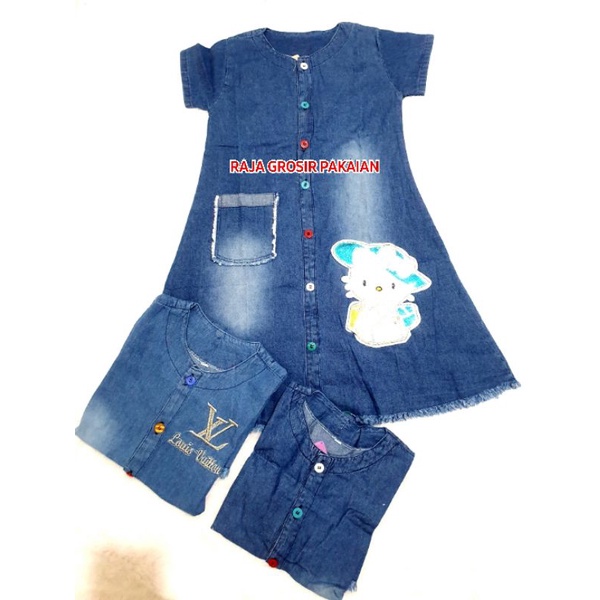 Dress Jeans Anak Premium Usia 5-10 Thn / Non Kerah