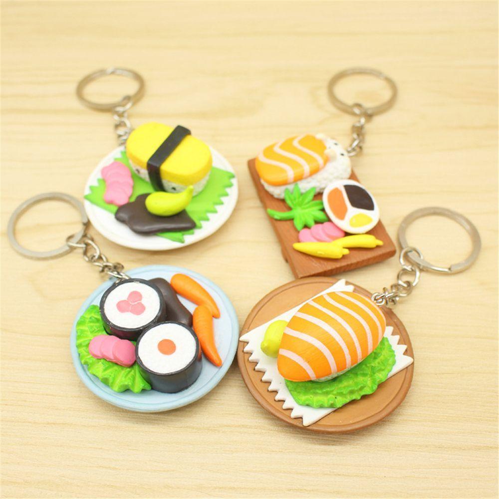 Needway  Perhiasan Hadiah Baru Kreatif Wanita Salmon Irisan Sushi Gadis Alloy Makanan Kunci Ring