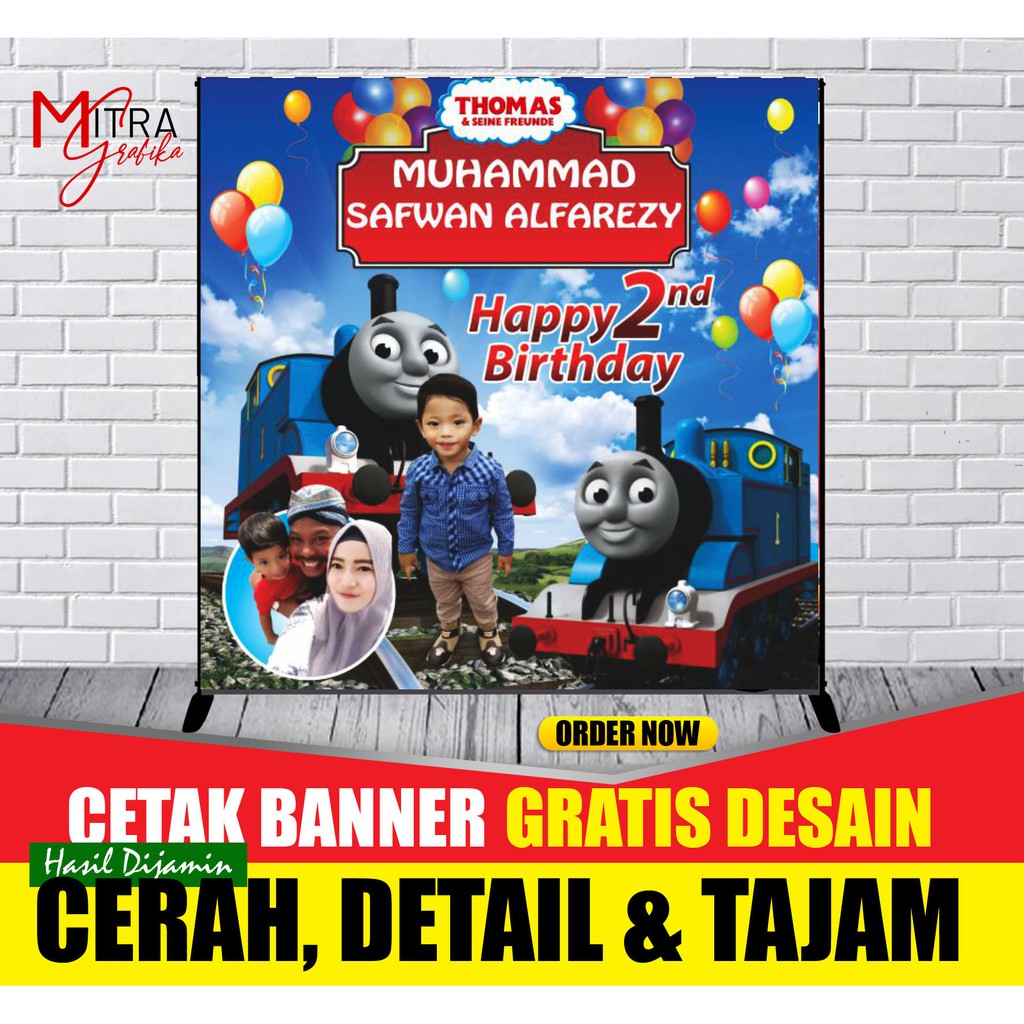 Spanduk Ultah / Banner Ulang Tahun Tema Thomas and friend  / hiasan ulang tahun / dekorasi ultah ana