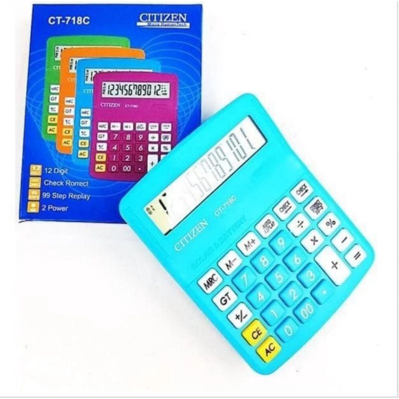 Kalkulator Citizen CT-718C Warna 12 Digit Calculator Colour