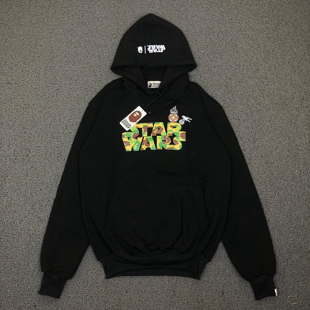 JAKET SWEATER HOODIE A BATHING APE X STAR WARS HITAM