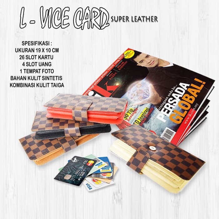 dompet kulit lv vice kartu damier brown