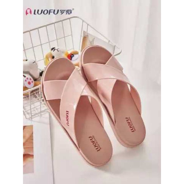 SANDAL KARET CEWEK LUOFU KEKINIAN LEMBUT EMPUK BAHAN IMPORT DARI LUOFU