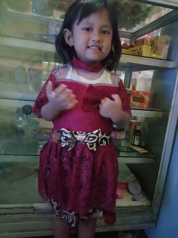 Jf - New Model Batik Anak Imut 3-5 Th Bahan Brukat Kombi Batik Dress Cecilia & Setelan Pepplum Kids