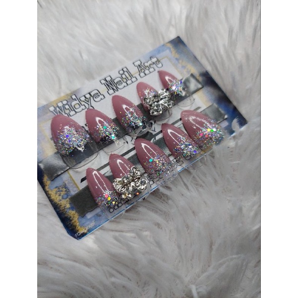 0nail by widya | 3d nail art dusty glamour | kuku palsu wedding |custom ukuran