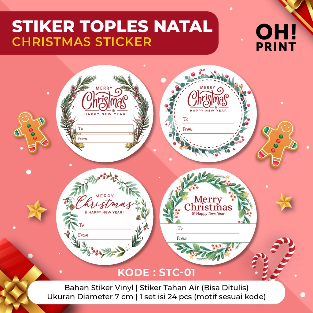 

24 PCS Stiker Toples Natal Lucu - Stiker Toples Natal Premium - Label Toples Natal - Stiker Natal Premium