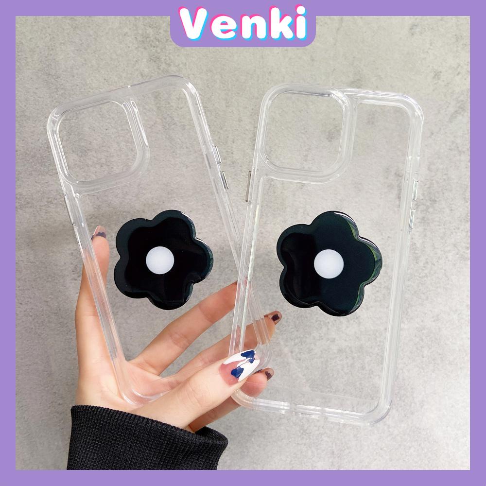 iPhone Case Silicone Soft Case Clear Case HD Space Case Thickened Shockproof With Folding Flower Stand Plating Button For iPhone 13 Pro Max iPhone 12 Pro Max iPhone 11 iPhone7 Plus