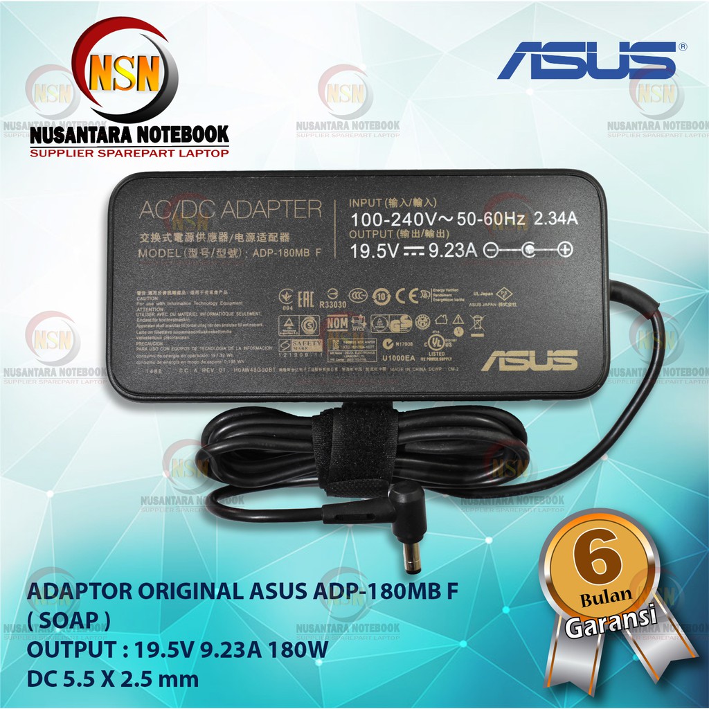 Adaptor Original Asus ADP-180MB- F 19.5V 9.23A 180W DC 5.5x2.5mm