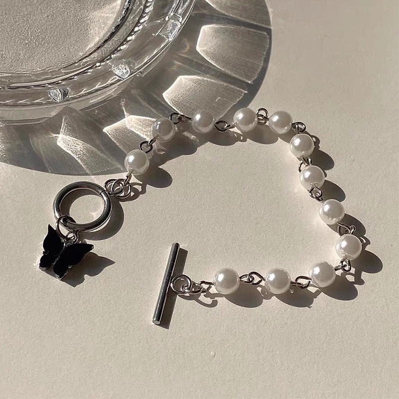 Butterfly Pearl Pendant Bracelet Female Ins Fashion OT Chain Bracelet