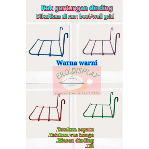 Rak gantung dinding display tatakan sepatu & sendal hook ram wall grid pernak pernik aksesoris toko