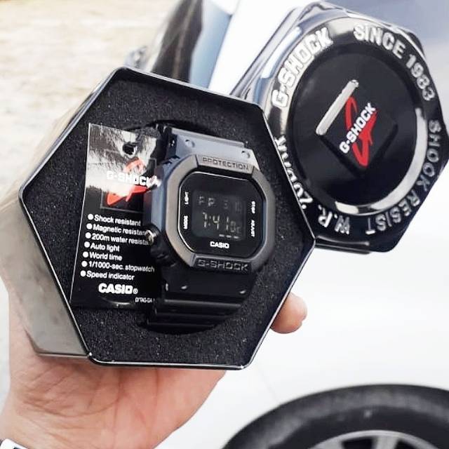 Jam Tangan Casio Water Resist Renang Mandi Hujan - Hitam + Box Kaleng Original Gshock