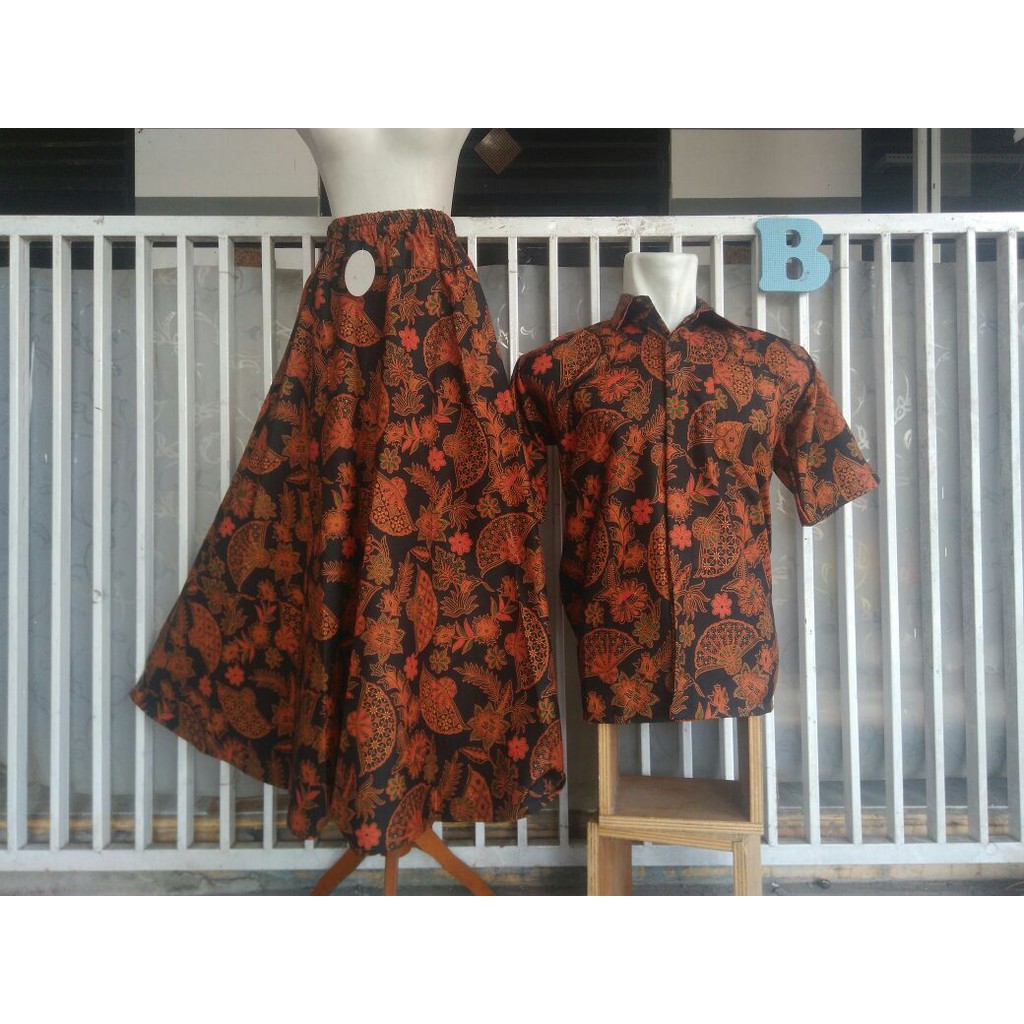 SARIMBIT COUPLE  KEMEJA  DAN ROK BATIK  SOGAN Shopee 