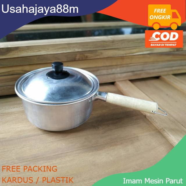 Panci susu panci masak air panci rebus mie panci tutup aluminium 18 gagang kayu