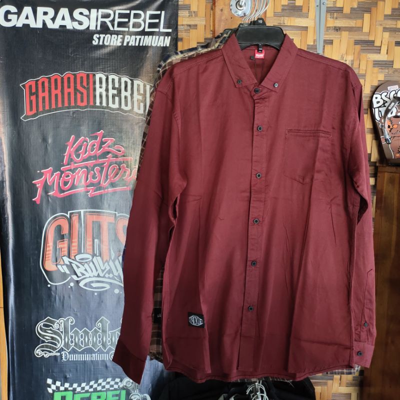 garasi rebel kemeja poplin trickle maroon deadnoise