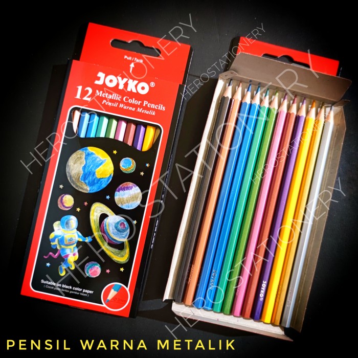 

Hot Sale Pensil Warna Metalik Color Pencil Joyko Set 12 Warna Cp-123M Promo