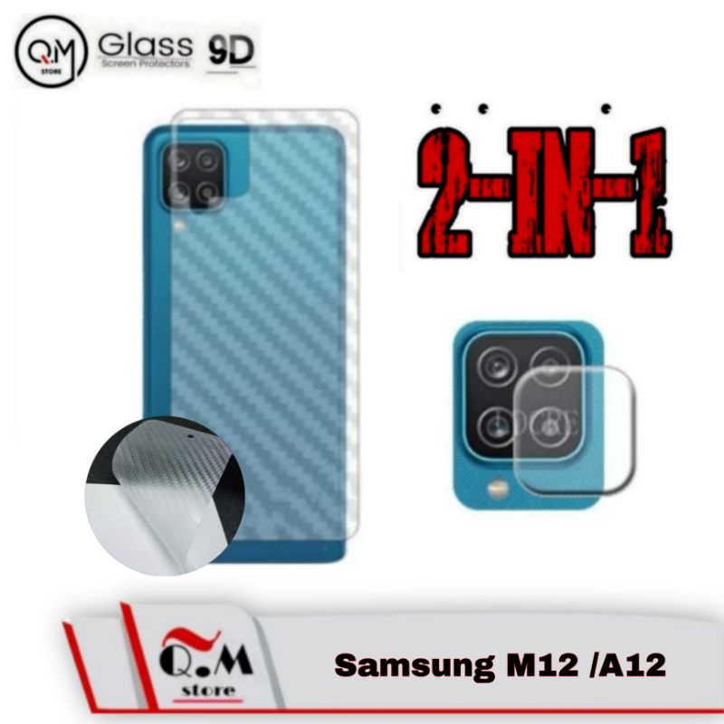 PAKET 2-IN1 SAMSUNG M12 SAMSUNG A12 Garskin Plus camera Pelindung High Quality