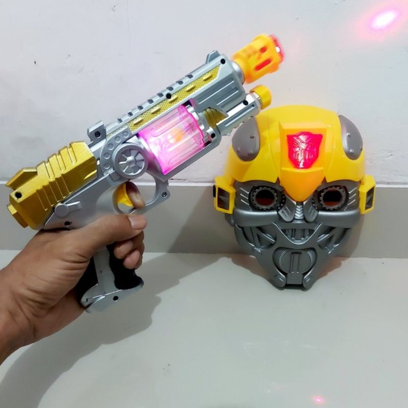 Mainan Set Topeng Dan Pistol Transformers - Cosplay Tembak Tembakan Mask Anak Laki Cowok