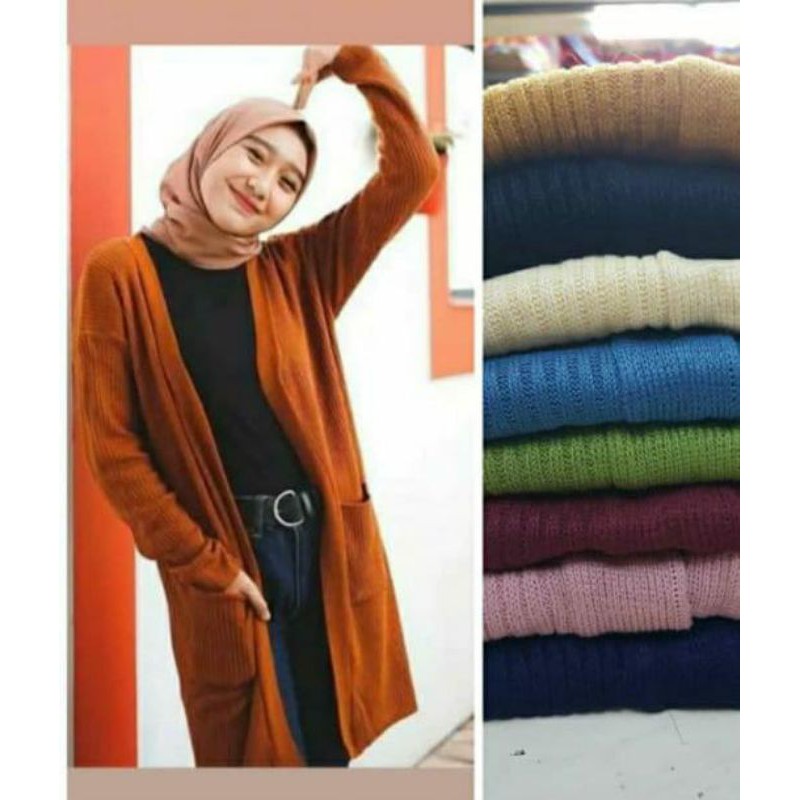 Kardigan belle/atasan wanita baju rajut wanita panjang