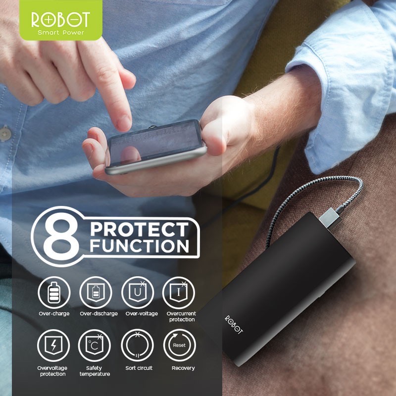 POWERBANK ROBOT RT22 20000mah RT180 10000mah ROBOT PowerBank RT12 10000 mAh Dual Input Output Slim Original Garansi 1 Tahun