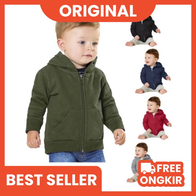 Jaket Anak Laki Laki Umur 1Tahun Sampai Umur 8Tahun Bahan Fleece Warna Basic Polos Tebal