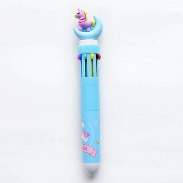 Cartoon 10 Colors Moon Unicorn/Mermaid/Dinosaur/Pig Ballpoint Pens Multi-color Press Ball Pen