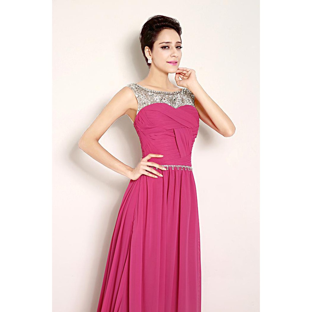Stock Terakhir Long Dress Pink & Orange Gaun Malam Baju Pesta Prewedding Usher Termurah