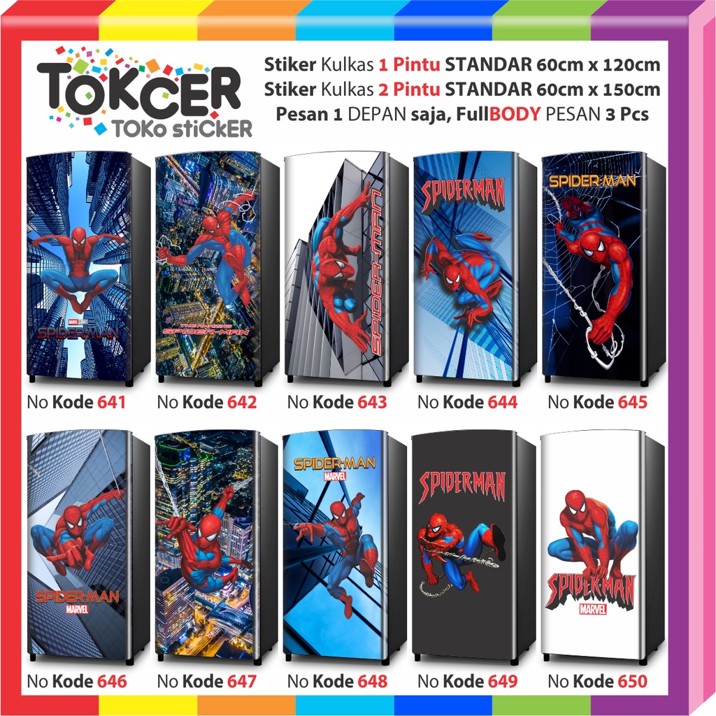 STIKER Kulkas 1 Pintu atau 2 Pintu SPIDERMAN