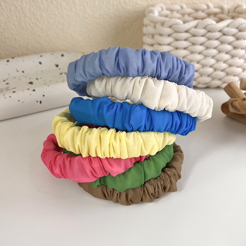 BANDO KAIN KERUT WARNA POLOS BENDO WANITA KOREA SOLID COLOR LEMBUT HEADBAND HAIRBAND KOREAN HEAD HAIR BAND AKSESORIS RAMBUT SCRUNCHIE LEBAR WIDE PASTEL COLOR SOFT