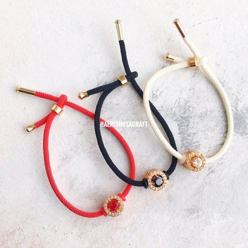 GELANG TALI CRYSTAL BULAT (ready 3 warna)